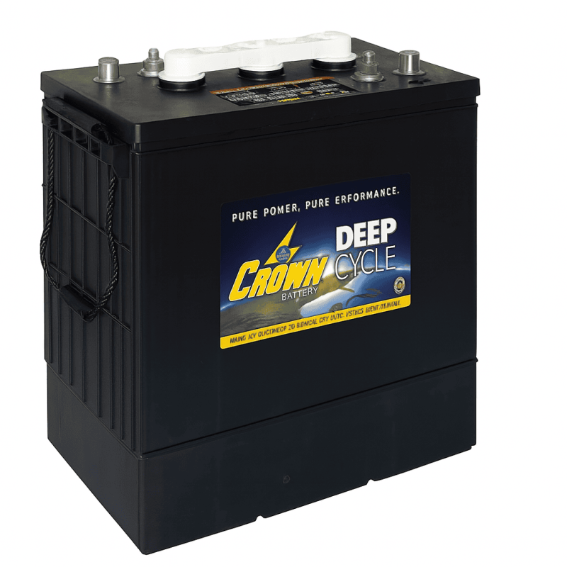 Batteries alimentation 6V, 350Ah, dim. 310x183x366 mm, bornes en diagonale, Standard, acide/plomb, CROWN