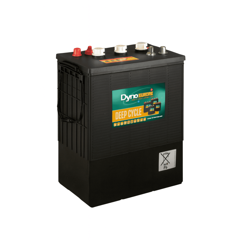 Batteries alimentation 6V, 370Ah, dim. 314x183x410 mm, bornes en diagonale, Standard, acide/plomb, DYNO EUROPE