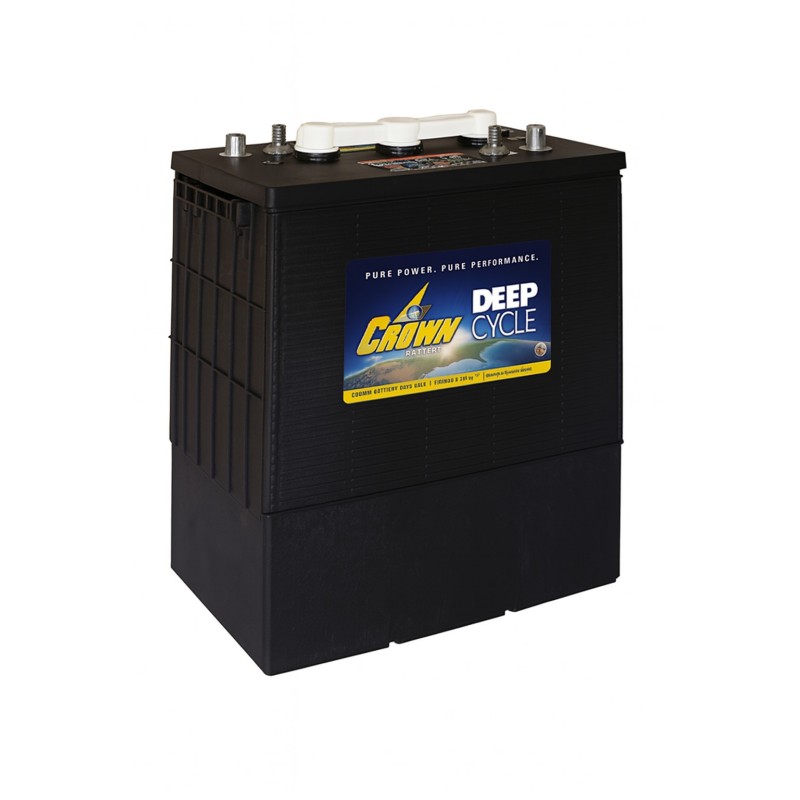 Batteries alimentation 6V, 420Ah, dim. 314x183x425 mm, bornes en diagonale, Standard, acide/plomb, CROWN
