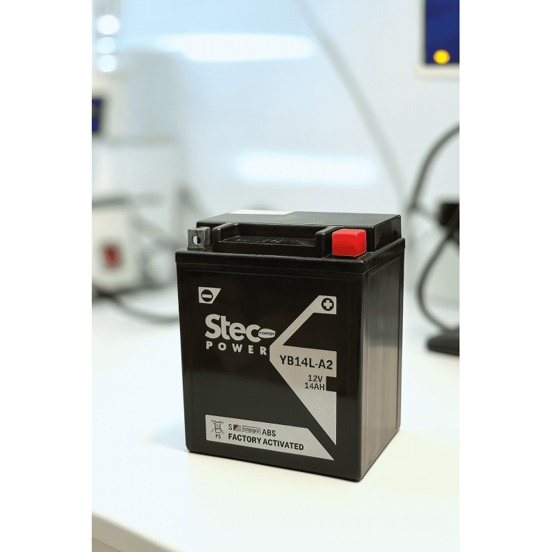 Batteries demarrage 12V, 14Ah, 175A EN, dim. 135x89x164 mm, borne positive a droite, Standard, acide/plomb, STECO POWER