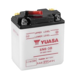 Batteries demarrage 6V, 6Ah, 40A EN, dim. 99x57x120 mm, borne positive a droite, pack acide, acide/plomb, YUASA