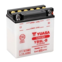 Batteries demarrage 12V, 9Ah, 115A EN, dim. 137x76x140 mm, borne positive a droite, pack acide, acide/plomb, YUASA