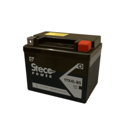 Batteries demarrage 12V, 3Ah, 50A EN, dim. 114x71x86 mm, borne positive a droite, AGM, acide/plomb, STECO POWER