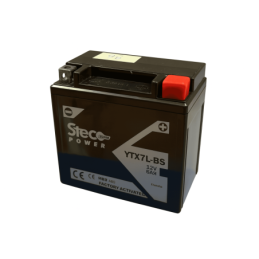 Batteries demarrage 12V, 6Ah, 100A EN, dim. 114x71x131 mm, borne positive a droite, AGM, acide/plomb, STECO POWER