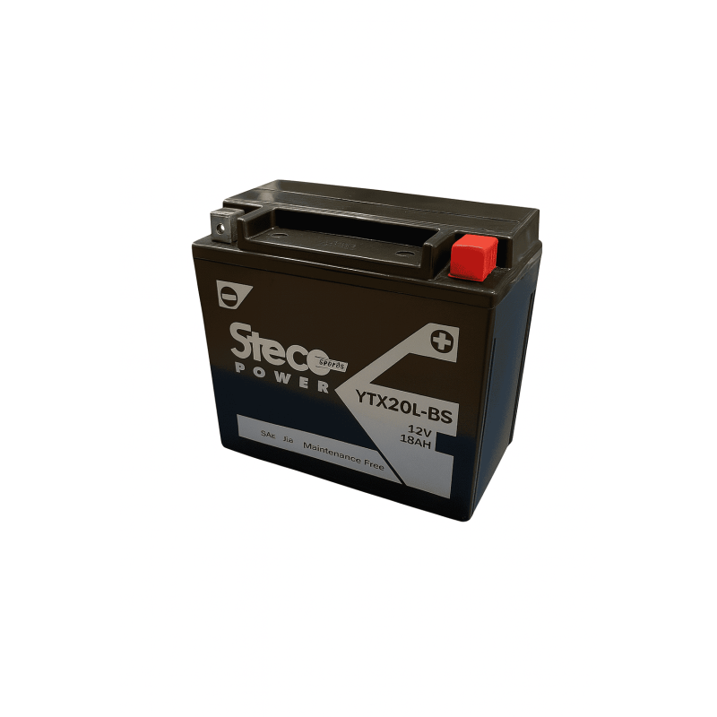 Batteries demarrage 12V, 18Ah, 270A EN, dim. 175x87x155 mm, borne positive a droite, AGM, acide/plomb, STECO POWER