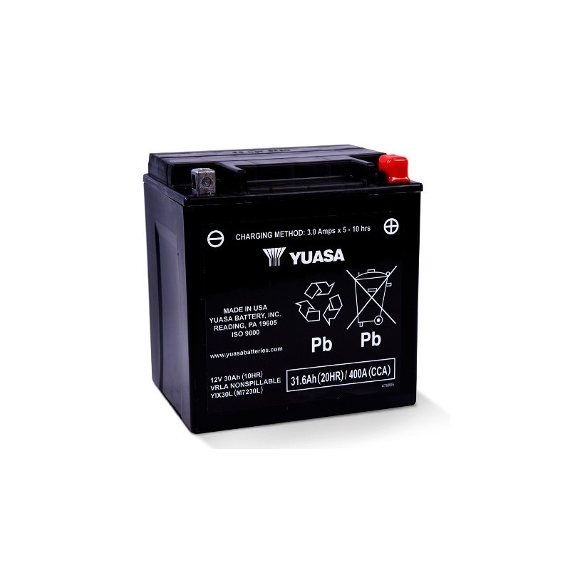 Batteries demarrage 12V, 30Ah, 490A EN, dim. 166x130x175 mm, borne positive a droite, AGM VRLA, acide/plomb gel, STECO POWER