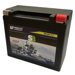 Batteries demarrage 12V, 20Ah, 340A EN, dim. 176x87x154 mm, borne positive a droite, gel, acide/plomb gel, MSB
