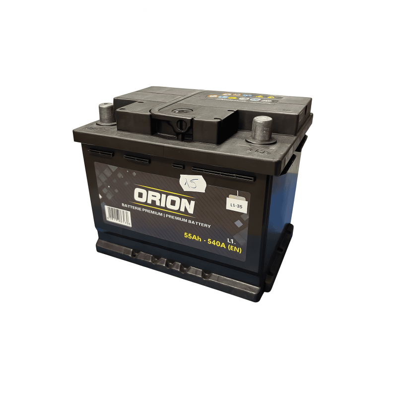 Batteries demarrage 12V, 55Ah, 540A EN, dim. 207x175x190 mm, borne positive a droite, Standard, acide/plomb, ORION