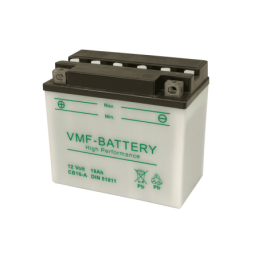 Batteries demarrage 12V, 18Ah, 215A EN, dim. 180x90x162 mm, borne positive a gauche, pack acide, acide/plomb