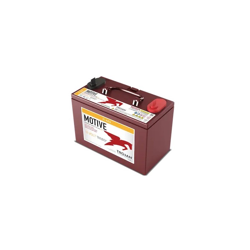 Batteries alimentation 12V, 104Ah, dim. 341x173x233 mm, borne positive a droite, AGM, acide/plomb, TROJAN