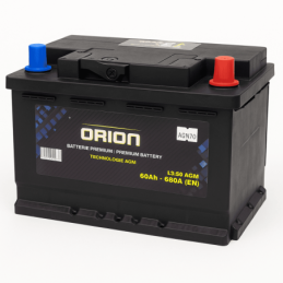 Batteries demarrage 12V, 95Ah, 780A EN, dim. 302x173x225 mm, borne positive a droite, AGM, acide/plomb, ORION