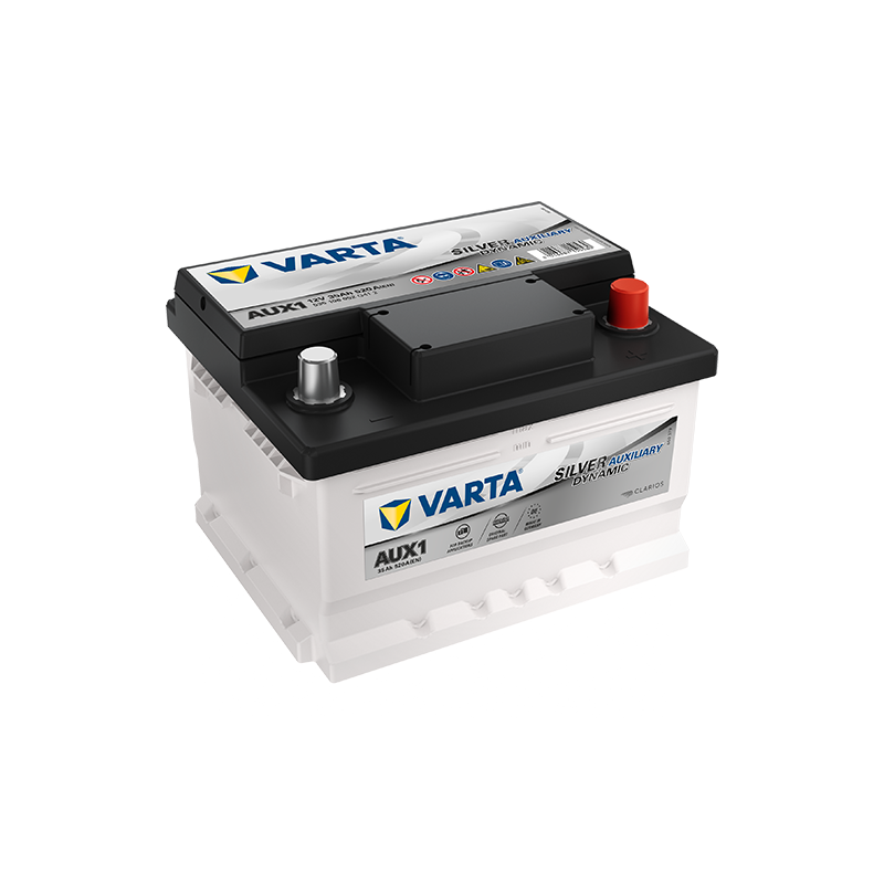 Batteries auxiliaire 12V, 35Ah, 520A EN, dim. 212x175x140 mm, borne positive a droite, AGM, acide/plomb, VARTA