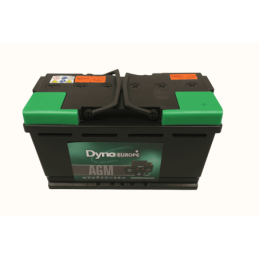 Batteries alimentation 12V, 80Ah, dim. 315x175x190 mm, borne positive a droite, AGM, acide/plomb, DYNO EUROPE