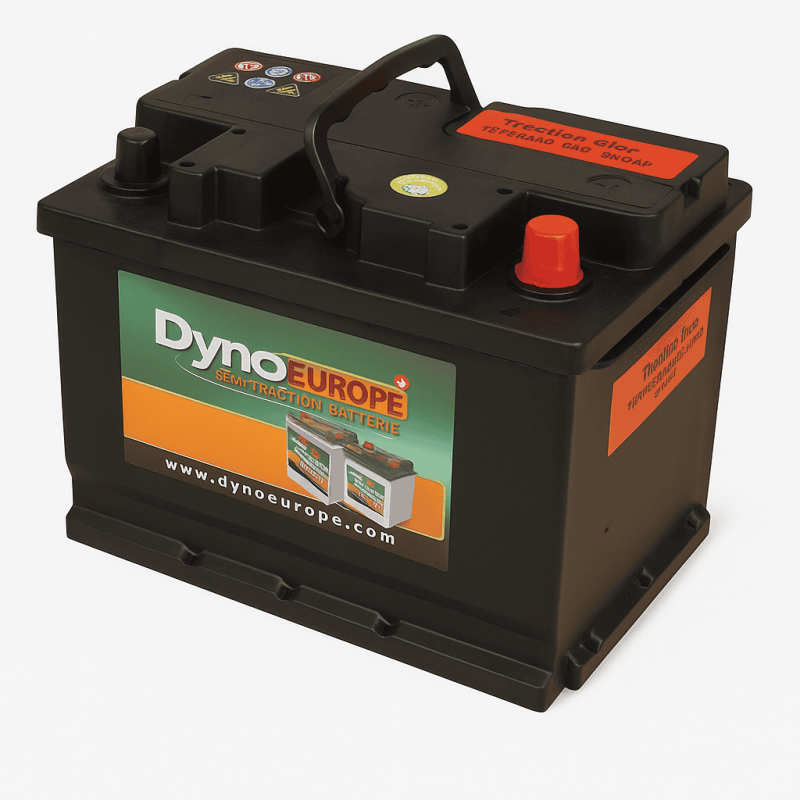 Batteries alimentation 12V, 60Ah, dim. 242x175x190 mm, borne positive a droite, Standard, acide/plomb, DYNO EUROPE