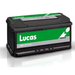 Batteries demarrage 12V, 110Ah, 950A EN, dim. 393x175x190 mm, borne positive a droite, EFB, acide/plomb, LUCAS