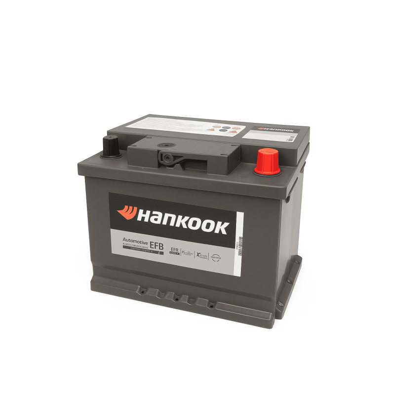 Batteries demarrage 12V, 60Ah, 640A EN, dim. 242x175x190 mm, borne positive a droite, EFB, acide/plomb, HANKOOK