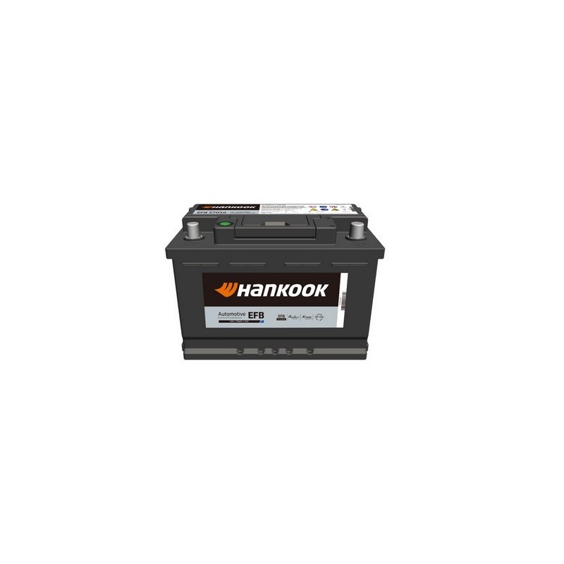Batteries demarrage 12V, 75Ah, 730A EN, dim. 310x175x175 mm, borne positive a droite, EFB, acide/plomb, HANKOOK