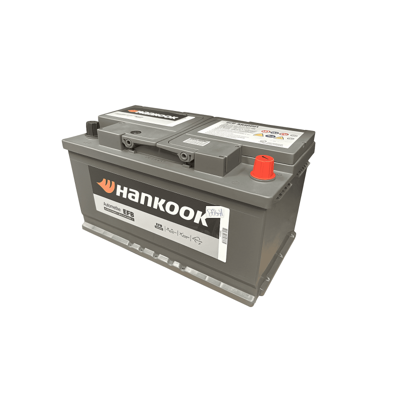 Batteries demarrage 12V, 95Ah, 850A EN, dim. 353x175x190 mm, borne positive a droite, EFB, acide/plomb, HANKOOK