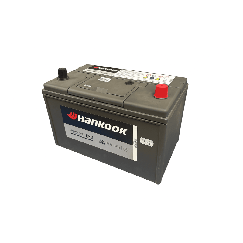 Batteries demarrage 12V, 90Ah, 820A EN, dim. 302x172x220 mm, borne positive a droite, EFB, acide/plomb, HANKOOK