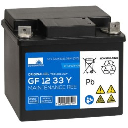 Batteries alimentation 12V, 38Ah, dim. 210x175x175 mm, borne positive a droite, gel, acide/plomb gel, SONNENSCHEIN