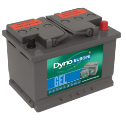 Batteries alimentation 12V, 60Ah, dim. 278x175x190 mm, borne positive a droite, gel, acide/plomb gel, DYNO EUROPE