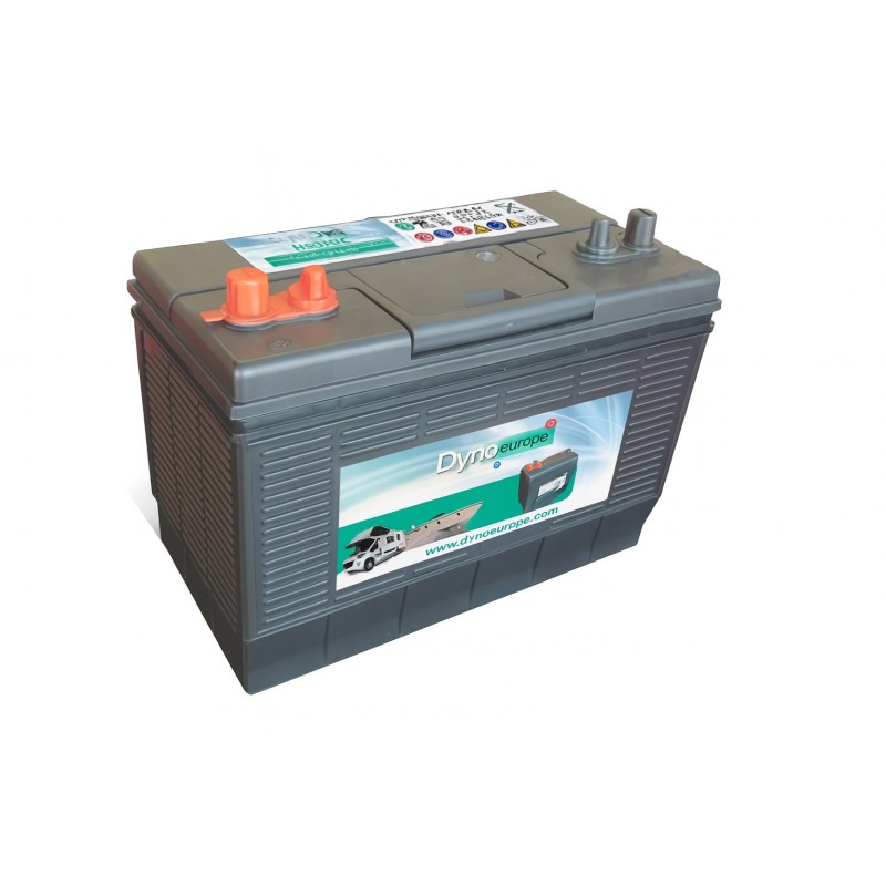 Batteries alimentation 12V, 100Ah, dim. 329x173x238 mm, borne positive a gauche, Standard, acide/plomb, DYNO EUROPE