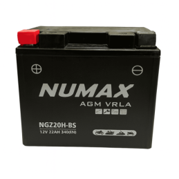 Batteries demarrage 12V, 20Ah, 340A EN, dim. 176x87x154 mm, borne positive a gauche, gel, acide/plomb gel, NUMAX