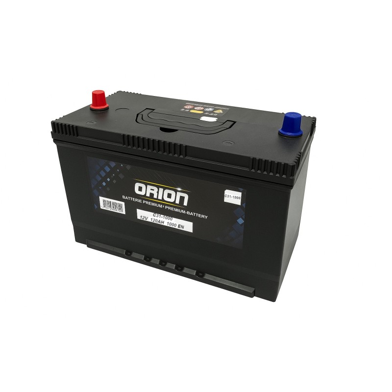 Batteries demarrage 12V, 120Ah, 1000A EN, dim. 330x172x242 mm, bornes centrees, Standard, acide/plomb, ORION