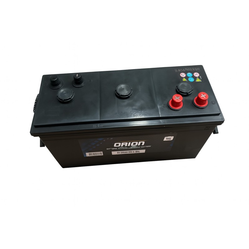 Batteries demarrage 6V, 200Ah, 950A EN, dim. 395x173x230 mm, bornes en diagonale, avec entretien, acide/plomb, ORION