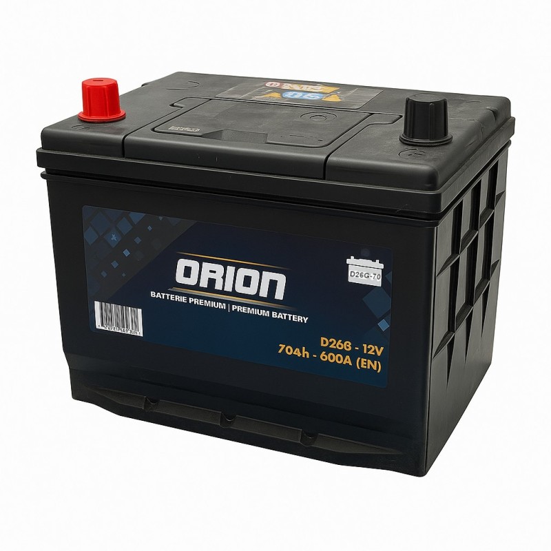 Batteries demarrage 12V, 70Ah, 630A EN, dim. 261x175x220 mm, borne positive a gauche, Standard, acide/plomb, ORION