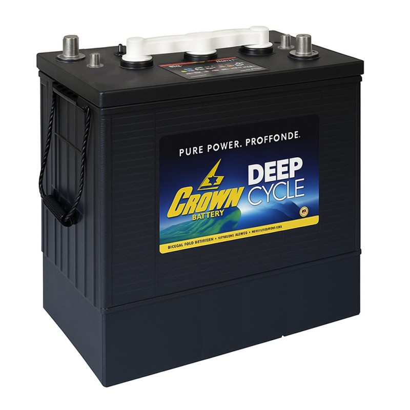 Batteries alimentation 6V, 305Ah, dim. 310x183x359 mm, bornes en diagonale, Standard, acide/plomb, CROWN