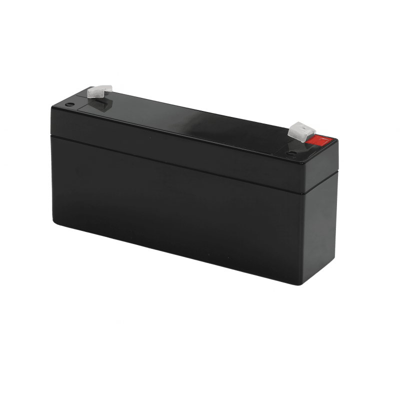 Batteries alimentation 6V, 4Ah, dim. 134x34x60 mm, borne positive a gauche, AGM VRLA, acide/plomb, DYNO EUROPE