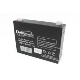 Batteries alimentation 6V, 7Ah, dim. 151x34x94 mm, borne positive a gauche, AGM VRLA, acide/plomb, DYNO EUROPE
