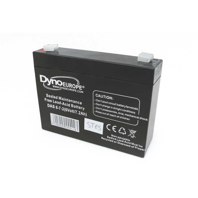 Batteries alimentation 6V, 7Ah, dim. 151x34x94 mm, borne positive a gauche, AGM VRLA, acide/plomb, DYNO EUROPE