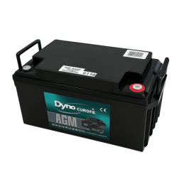 Batteries alimentation 12V, 70Ah, dim. 350x166x175 mm, borne positive a droite, AGM VRLA, acide/plomb, DYNO EUROPE