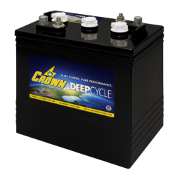 Batteries alimentation 6V, 200Ah, dim. 260x179x278 mm, bornes en diagonale, Standard, acide/plomb, CROWN