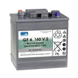 Batteries alimentation 6V, 196Ah, dim. 264x183x270 mm, bornes en diagonale, gel VRLA, acide/plomb gel, SONNENSCHEIN