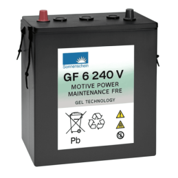 Batteries alimentation 6V, 270Ah, dim. 311x181x358 mm, bornes en diagonale, gel VRLA, acide/plomb gel, SONNENSCHEIN