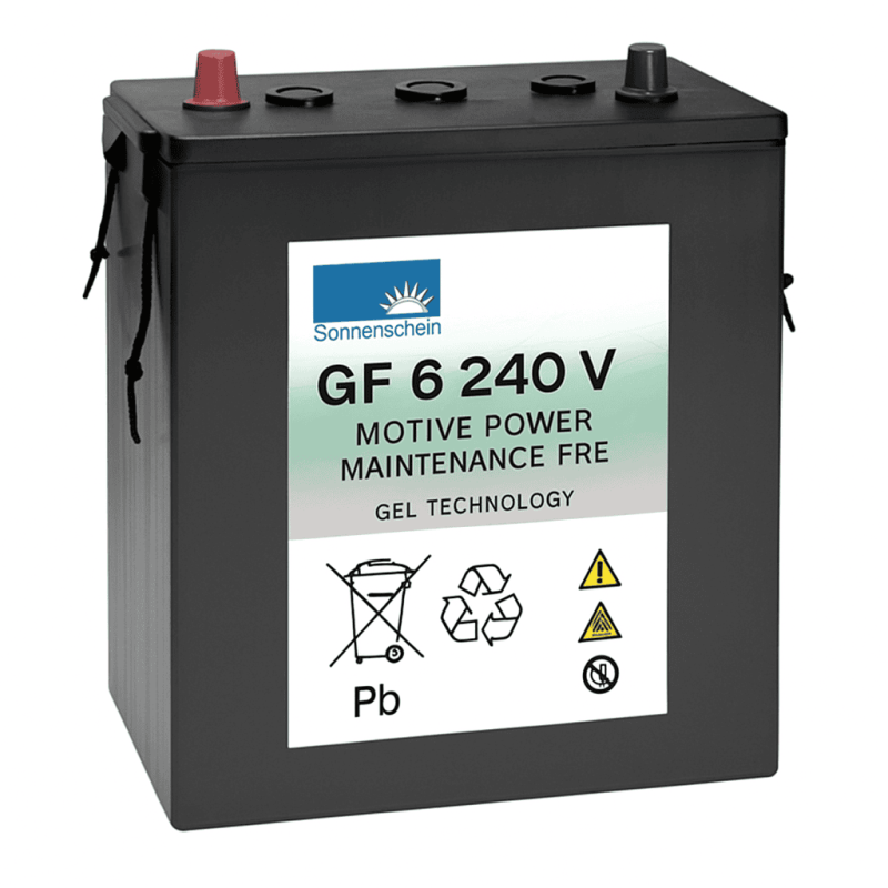 Batteries alimentation 6V, 270Ah, dim. 311x181x358 mm, bornes en diagonale, gel VRLA, acide/plomb gel, SONNENSCHEIN