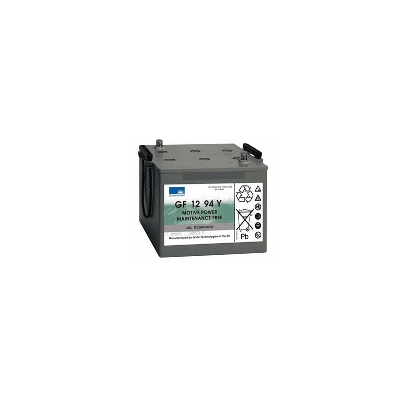 Batteries alimentation 12V, 110Ah, dim. 284x267x230 mm, bornes en diagonale, gel VRLA, acide/plomb gel, SONNENSCHEIN