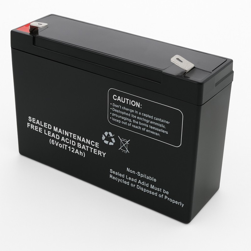 Batteries alimentation 6V, 13Ah, dim. 151x50x98 mm, borne positive a gauche, AGM VRLA, acide/plomb, DYNO EUROPE