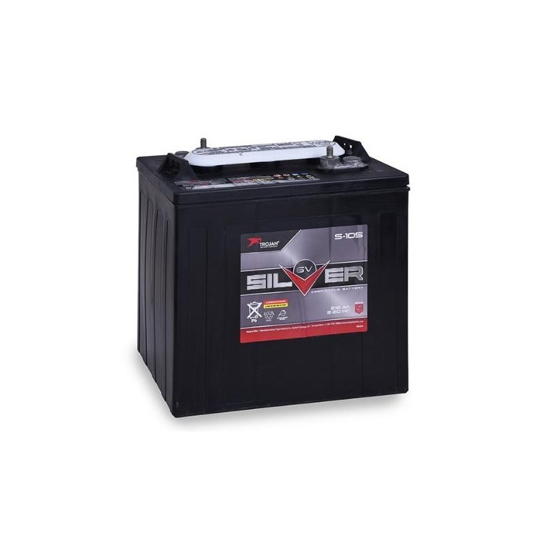 Batteries alimentation 6V, 215Ah, dim. 262x181x281 mm, bornes en diagonale, Standard, acide/plomb, TROJAN