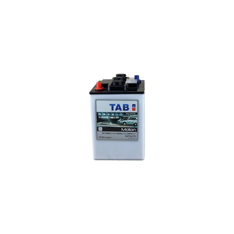 Batteries alimentation 6V, 250Ah, dim. 244x190x275 mm, bornes en diagonale, tubulaire, acide/plomb, TAB