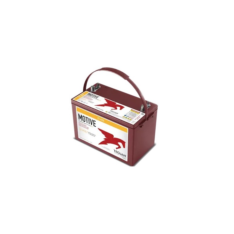 Batteries demarrage 12V, 89Ah, dim. 306x174x237 mm, borne positive a gauche, AGM, acide/plomb, TROJAN