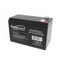 Batteries alimentation 12V, 14Ah, dim. 151x98x98 mm, borne positive a gauche, AGM VRLA, acide/plomb, DYNO EUROPE
