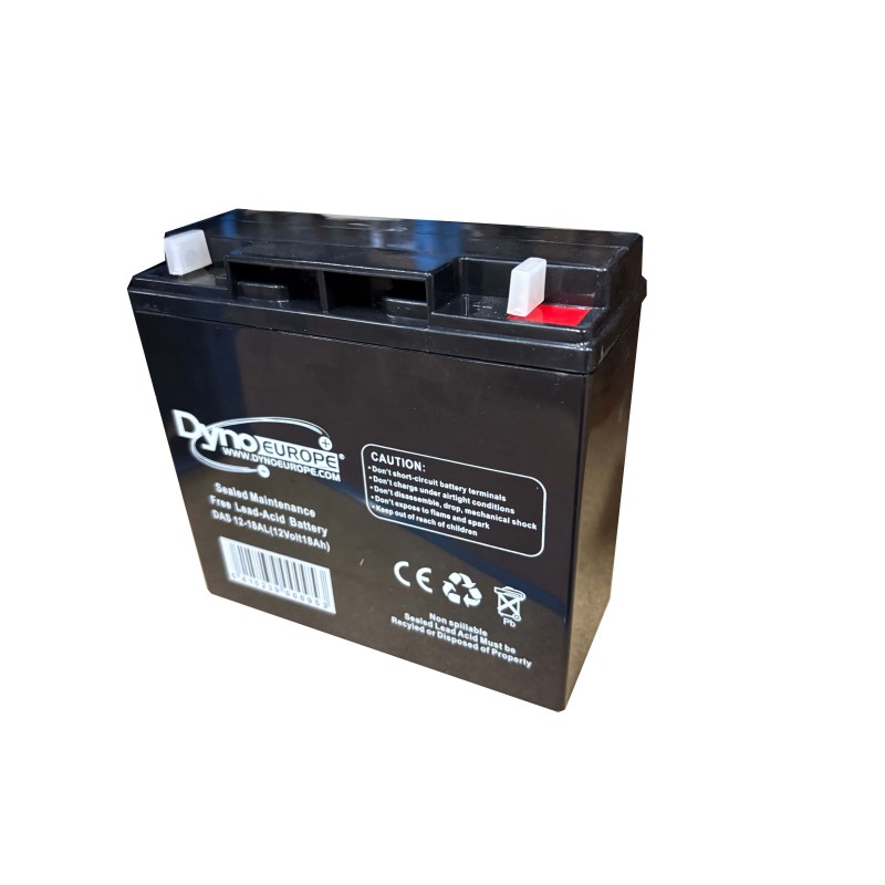 Batteries alimentation 12V, 20Ah, dim. 181x75x170 mm, borne positive a droite, AGM VRLA, acide/plomb, DYNO EUROPE