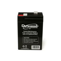 Batteries alimentation 6V, 4Ah, dim. 70x47x105 mm, bornes en diagonale, AGM VRLA, acide/plomb, DYNO EUROPE