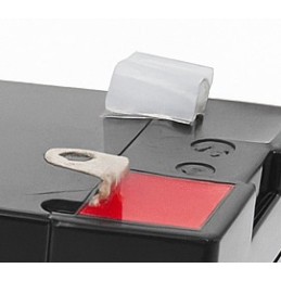 Batteries alimentation 12V, 5Ah, dim. 90x70x106 mm, borne positive a gauche, AGM VRLA, acide/plomb, DYNO EUROPE