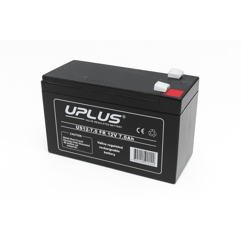 Batteries alimentation 12V, 7Ah, dim. 151x65x98 mm, borne positive a gauche, AGM VRLA, acide/plomb, DYNO EUROPE