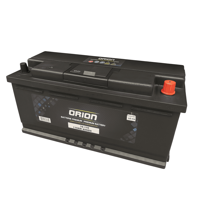 Batteries demarrage 12V, 110Ah, 1000A EN, dim. 393x175x190 mm, borne positive a droite, Standard, acide/plomb, ORION